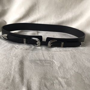 Black Double Buckle Belt S/XS
